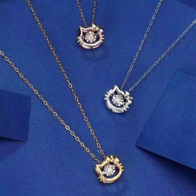 China Vintage New Arrival Jewelry Pance Dance Diamond Design 18k Rose Gold Yellow Gold Real Au750 Pure Solid Pendant Necklace hellokitty for sale