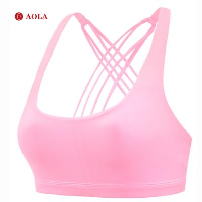 China Hot Sexy Women Logo Band Sports Bra Custom Made AOLA Gym Wear Girl Fashion Fitness Breathable Seamless Women Apparel for sale