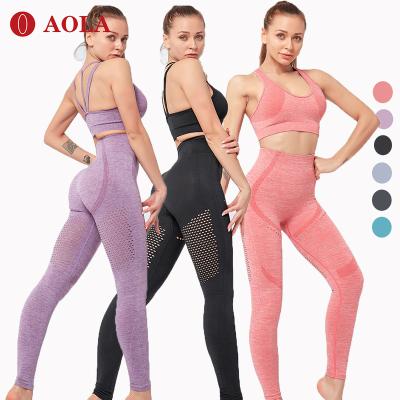 China AOLA Breathable High Jogging Size Seamless Sports Plus Size 2020 2 Piece Yoga Set Women for sale