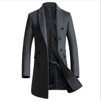 China Anti-wrinkle Shearling Winter Slim Men Long Overcoat Men Heated Wool Coated Trench Coat Men for sale