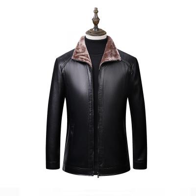 China Fashion PU Leather Zipper Jacket Winter Bomber Jacket Male Waterproof Leather Jacket Best Quality Leather Jacket for sale