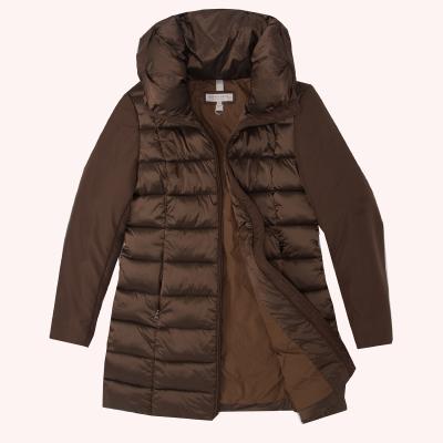 China Fashion Plus Size Ladies Waterproof Parka Custom Quilted Polyester Silk Padded Women's Long Coat for sale