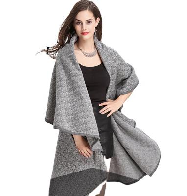 China Universal Hot Selling New Design Knit Solid Fashionable Wrap Poncho Shawl for sale