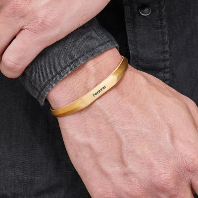 China FASHIONABLE Men's Narrow Cuff Bangle Bracelet In 18k Gold Plating Men's Bracelet Forever for sale