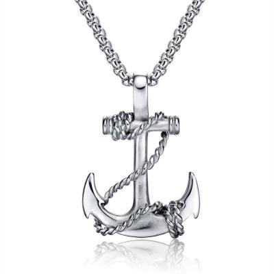 China Men Women Navy Sailor Rope Anchor Hook Fashionable Environmental Friendly Pendant, Stainless Steel Nautical Anchor Necklace Men for sale