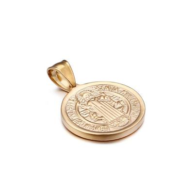 China Fashionable European and American Religious Gold and Steel Circular Coin Pendant, Wholesale Fashion Buddha 14k Gold Unisex Cheap Pendants for sale