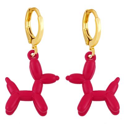 China Balloon Wind Girl Earrings Retro Color Cins Net Red Red Earrings FASHIONABLE Geometric Soft Pink Dog Earrings for sale