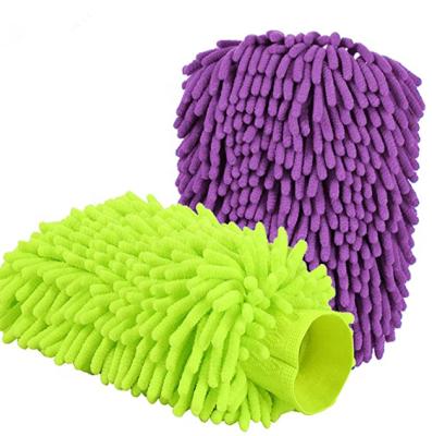 China Extra Large Size Car Wash Glove QUICK DRY Chenille Microfiber Car Cleaning Glove for sale