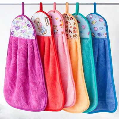 China Best Selling Sustainable Soft Microfiber Amazon Kitchen Hanging Hand Towel for sale