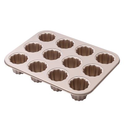 China General use for gas and induction cooker YUESHEN 12 cups cake mold household non-stick baking pan oven can be customized for sale