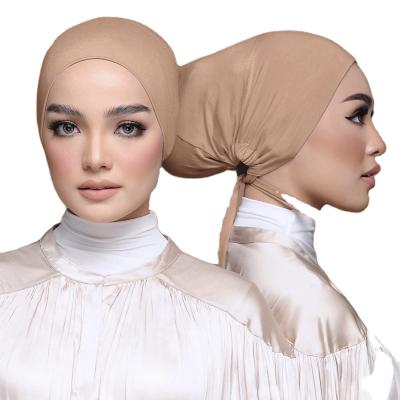 China Muslim Chiffon Hat Muslim Modal Women's Cotton Elastic Mercerized Elastic Scarf Hat Ties Adjustable Waist Hijab for sale