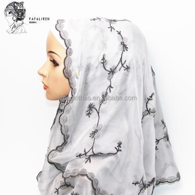 China 2021 Muslims Scarf News Wholesale Hijab Islamic Women Embroidered Fashion Muslim Chiffon Scarf for sale