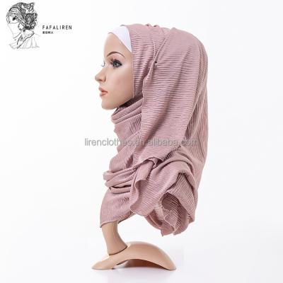 China 2021 New Muslim Women's Headscarf Plain Crumpled Knitted Knitted Scarf Other Islamic Hijab Scarf for sale