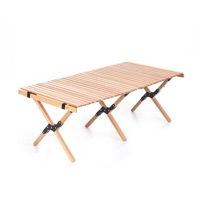 China Modern Outdoor Wooden Furniture Garden Tables And Chairs For Events Picnic Portable Egg Roll Table Camping Wood Folding Outdoor Tables for sale