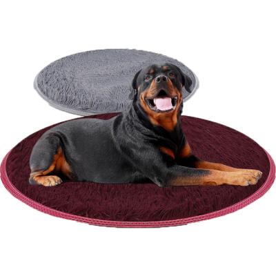 China Custom Viable Luxury Portable Soft Round Mattress Blanket Dog Cat Nest Plush Dog Bed Indoor Mat for sale