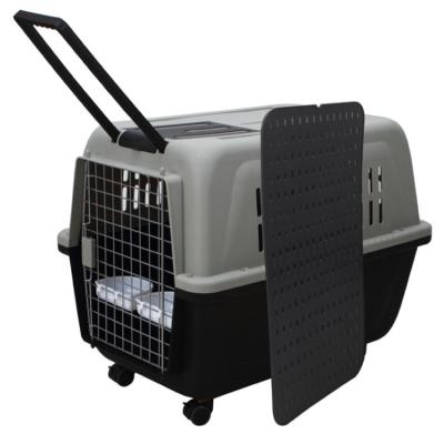 China Viable Luxury Air Lines Approved Plastic Cart Cage Cat Travel Carrier Dog Outdoor Pet Air Box for sale