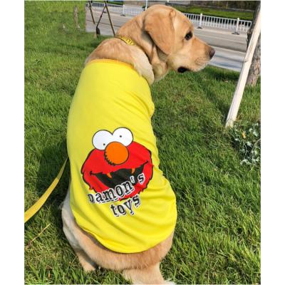 China Custom Viable Wholesale Custom Yellow Big Dog Vest Logo Summer Autumn Dog T-shirt Cartoon Luxury Dog Clothes for sale