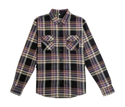 China Long Sleeves Plaid Flannel Shirt Men Red Black Flannel Shirts Anti-pilling Flannel Shirts for sale