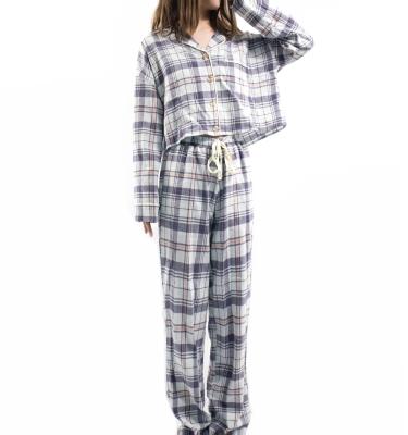 China Hot Selling Comfortable Thermal Women Two Piece Set Pajamas Long Sleeve Flannel Pajamas for sale