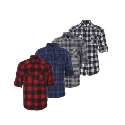 China Red Black Plaid Flannel Fancy Long Sleeve Premium Anti-pilling Mens Cotton Casual Fit Shirts for sale