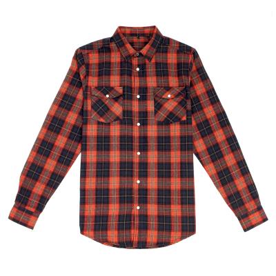 China Anti-pilling high quality orange tweed of Logo Print Long Sleeve Flannels shirts for sale