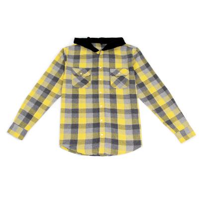 China Multi Material Anti-pilling Cotton Polyester New Fashion Hooded Men's Plaid Shirt for sale