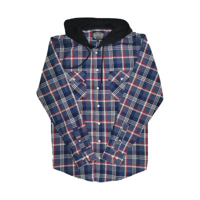 China New Men's Anti-pilling Fashion Casual Hooded Spring Autumn Coat Plaid Hoodie Shirt Plain Shirt Flannel Shirt for sale