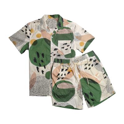 China New Summer Beach Anti-Pilling Shorts Hawaiian Shirts Suits Mens Hawaiian Sets for sale