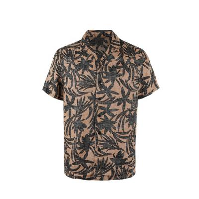 China Factory direct anti-pilling OEM floral print men's beach shirts short sleeve casual Hawaiian canvas shirts for sale