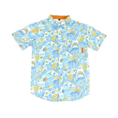 China Anti-pilling Wholesale Summer Vacation Custom Button Up Collared Hawaiian Shirt Short Sleeve Shirt for sale