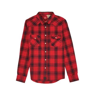 China Anti-pilling printed flannel shirts kids flannel shirt design kids new shown in red and black check plaid flannel shirt for sale