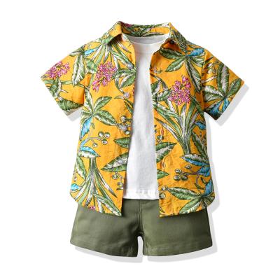 China Anti-pilling kids cotton hawaiian shirt good quality all over print coconut button kids hawaiian beach shirt for sale