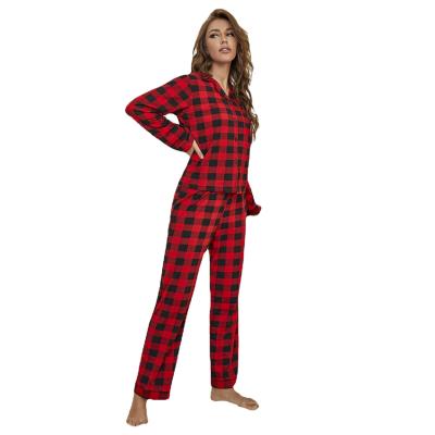 China Breathable Custom Women Pajamas Sets Buffalo Plaid Flannel Matching Pajamas Sets for sale