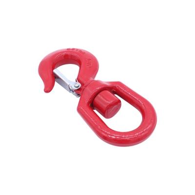 China Durable Rigging Type US Steel Drop Forged Heavy Chain Hoist Lifting Crane Swivel Hook With Safety Lock for sale