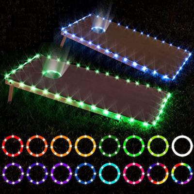 China Amazon fashion hot sellings 2021 16 colors LED corn hole panel remote control lights ring and edge cornhole lights kit for cornhole game for sale