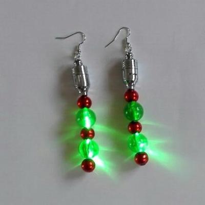 China Wholesale Christmas Day Plastic Jewelry Flashing Light Up Christmas Beads LED Earrings Glow Party Accessory for sale