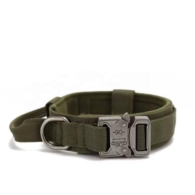 China Custom Metal Buckle Pet Dog Collar and Leash Set Stocked Tactical Dog Collar for sale