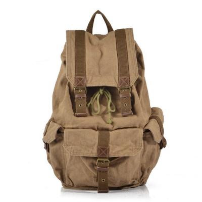 China Waterproof Canvas Laptop Backpack Canvas Drawstring Waxed Canvas Backpack for sale