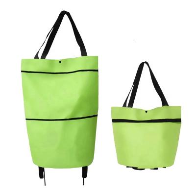 China Custom Reusable Logo 600D Polyester Supermarket Tote Bag Waterproof Trolly Wheel Reusable Shopping Bag for sale