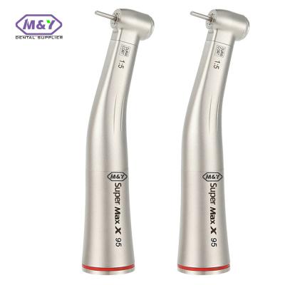 China Dental 1:5 Metal Gear Expanding Red Ring X95 Against Stainless Titanium Fiber Optic Bodyless Angle Handpiece For FG Office for sale