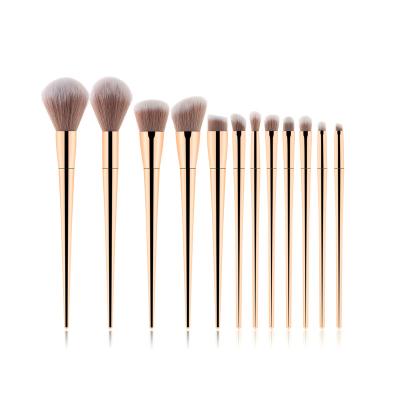 China Angular Blush Wholesale 12pcs Makeup Brush Set Super Soft Hair Rose Gold Handle Vendors In Guangdong for sale