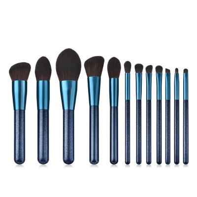 China Angular Blush Stylish Custom Blue Makeup Brushes And Packaging Manufacturer China With Eco Friendly Material for sale