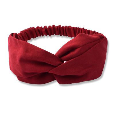 China Fashion Soft Red Elastic Headband Bath Bowtie Facial Soft Suede Turban Wholesale Custom Logo Spa Head Band for sale