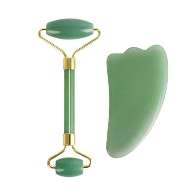 China Best Face Lift Price Handheld Green Quartz Gua Sha Beauty Jade Roller Massager Facial Roller for sale