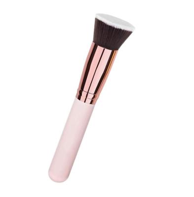 China Angular Blush Amazon Best Seller Foundation Makeup Brush Flat Surface Hot Super Soft Brush Single Walnut Wood Make Up Brush in Pink for sale