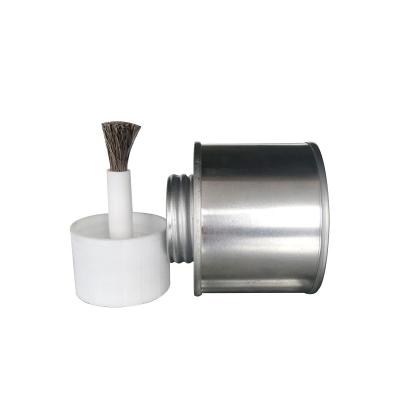 China Round 100g Adhesive Screw Cap Empty Metal Tin Cans With Plastic Cap And Brush for sale