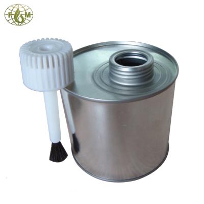 China PVC adhesive packing 500g metal adhesive tin can for packing PVC cement with brush covers for sale