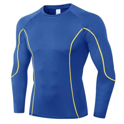 China QUICK DRY Men's Professional Fitness Long Sleeve Tight Training Suit Quick-Drying Elastic Top Running Sweat Wicking T-shirt Tops for sale