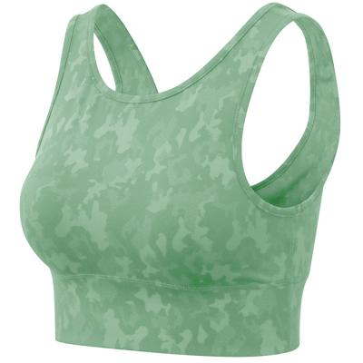 China Women's Front Vest New Of Camouflage Jacquard Yoga Breathable Sports Bra Or Back Worn Running And Gym Bra for sale