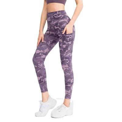 China QUICK DRY women's tight tolerance camouflage printed yoga fitness with high waist hiplift pants for sale